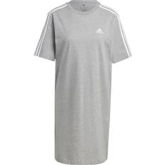 Adidas Dam - Omlottklänningar Överdelar adidas Essentials 3-Stripes Single Jersey Boyfriend Tee Dress Grey Heather White