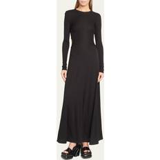 Enfärgade - Långa klänningar - XXS Proenza Schouler Long-Sleeve Open Back Jersey Maxi Dress BLACK