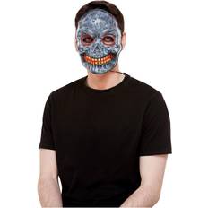 Smiffys Grå Ansiktsmasker Smiffys Skeleton Mask, Light Up, Grey