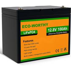 Batterier - Fordonsbatterier - Marinbatteri Batterier & Laddbart Eco-Worthy LiFePO4 12V 100Ah