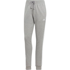 Adidas Dam Byxor adidas Essentials 3-Stripes French Terry Cuffed Pants - Medium Gray Heather/White