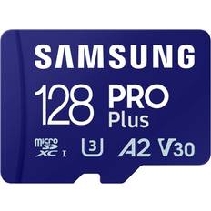 Samsung 128 GB - Class 10 Minneskort & USB-minnen Samsung Pro Plus microSDXC Class 10 UHS-I U3 V30 A2 180/130MB/s 128GB +SD Adapter