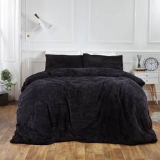 Polyester - Svarta Sängkläder Brentfords Teddy Fleece Påslakan Svart (198x198cm)