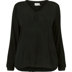 54 - Dam Blusar KCami Langærmet Bluse, Black Deep