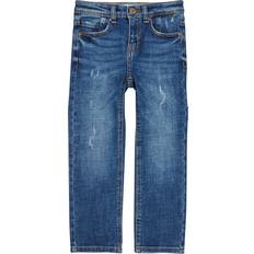 Blåa - Pojkar Byxor Name It Dark Blue Denim Ryan Straight Jeans Noos-152