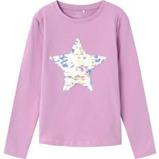 Name It Kid's Glitter Long Sleeved Top - Violet Tulle