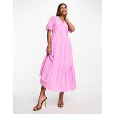 Enfärgade - Långa klänningar - Rosa Y.A.S – Rosa broderad maxiklänning-Pink