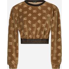 Dolce & Gabbana Tröjor Dolce & Gabbana Short chenille sweatshirt with jacquard DG logo