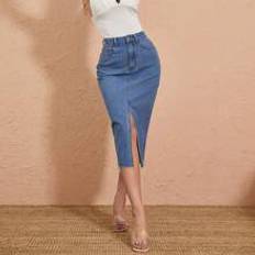 Shein Split Hem Denim Skirt