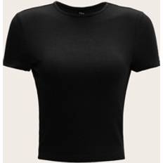 Shein Solid Rib-knit Tee