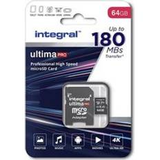 Integral 64 GB Minneskort Integral 64 GB Micro SD-kort 4K video läshastighet 180 MB/s och skrivhastighet 45 MB/s MicroSDXC A2 C10 U3 UHS-I 180-V30 vårt snabbaste någonsin High Speed Micro SD-minneskort