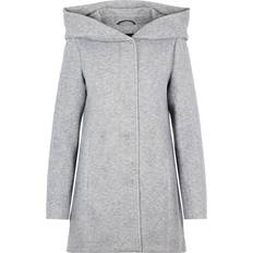 Vero Moda Bomull - Dam Ytterkläder Vero Moda Hood Curve Coat - Light Grey Melange