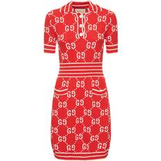 Enfärgade - Långa klänningar - XXS Gucci Maxi GG cotton-blend minidress red