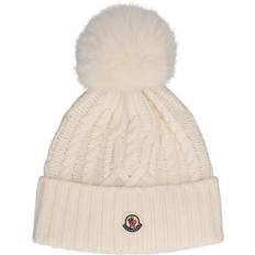 Moncler Vita Mössor Moncler Logo cable-knit wool and cashmere beanie white One fits all