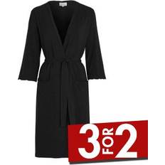 Dam - Viskos Morgonrockar & Badrockar Damella Viscose Plain Wave Robe Black