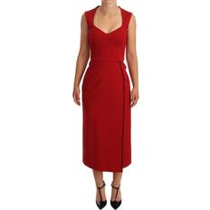 Dolce & Gabbana Sweetheart Sleeveless Midi Stretch Dress - Red