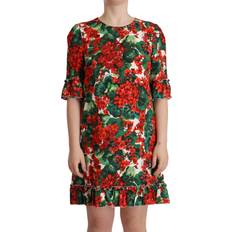 Blommiga - Elastan/Lycra/Spandex - Midiklänningar Dolce & Gabbana Multicolor Red Floral Shift Gown Dress IT44