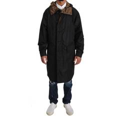 Dolce & Gabbana Herr Jackor Dolce & Gabbana Black Brown Hooded Reversible Raincoat IT46