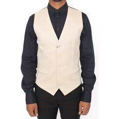 Dolce & Gabbana Dam Kavajer Dolce & Gabbana Beige Cotton Stretch Dress Vest Blazer IT46
