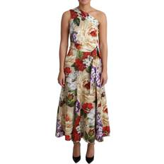 Dolce & Gabbana Klänningar Dolce & Gabbana Print Silk Stretch One Shoulder Dress Floral IT42