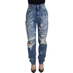 Dam - Silke/Siden Jeans Dolce & Gabbana Blue Washed Cotton Tattered Denim Jeans IT40
