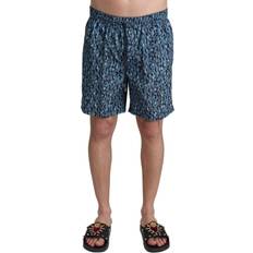 Dolce & Gabbana Herr Badkläder Dolce & Gabbana Blue Patterned Print Beachwear Shorts Swimwear IT4