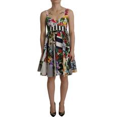Dolce & Gabbana Multicolor Pachwork Poplin Floral A-Line Mini Flared Dress IT46