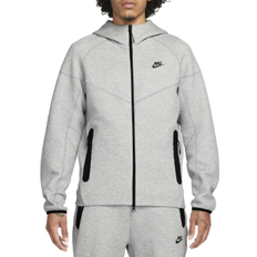 Gråa - Herr Tröjor Nike Men's Sportswear Tech Fleece Windrunner Full Zip Hoodie - Dark Grey Heather/Black