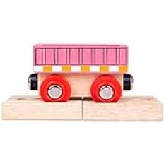 Bigjigs Tåg Bigjigs Rail Wooden Pink Wagon Other Major Wood Rail Brands are Compatible