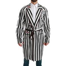 Dolce & Gabbana Herr Underkläder Dolce & Gabbana Black Coat Nightgown White Cotton Robe IT46