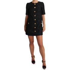 Herr - Polyester - Svarta Klänningar Dolce & Gabbana Black Button Embellished Jacquard Mini Dress IT36
