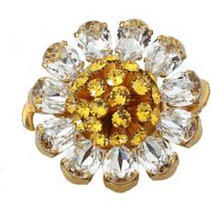 Dolce & Gabbana Ringar Dolce & Gabbana Gold Brass Yellow Crystal Flower Ring EU56
