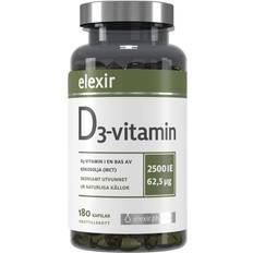 D-vitaminer - Kapslar Vitaminer & Mineraler Elexir Pharma D3-Vitamin 2500 IE 180 st