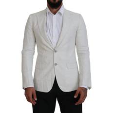 Silke/Siden - Vita Kavajer Dolce & Gabbana White Linen Slim Fit Jacket Blazer IT46