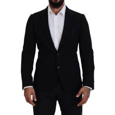 Herr - Svarta Kavajer Dolce & Gabbana Black Wool Crown Slim Fit Jacket Blazer IT44
