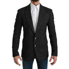 Dolce & Gabbana Elastan/Lycra/Spandex - Herr Överdelar Dolce & Gabbana Gray Plaid Check Slim Fit Jacket Blazer IT46