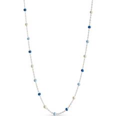 Beige Halsband ENAMEL Copenhagen Lola Necklace - Silver/Blue/Beige
