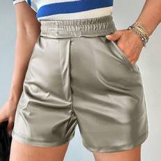 Shein L Byxor & Shorts Shein Elastic Waist Slant Pocket PU Leather Shorts