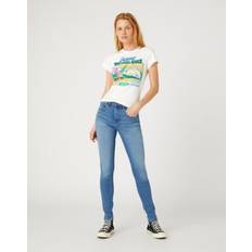 Wrangler Dam - Skinnjackor - W30 Byxor & Shorts Wrangler – Ljusblå skinny jeans med hög midja