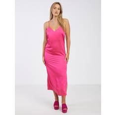 Enfärgade - Midiklänningar - Rosa Vila Klänning viEllette Singlet Satin Dress Rosa