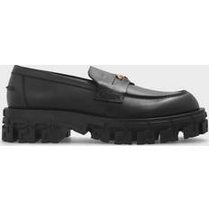 Versace Herr Loafers Versace Greca Portico leather loafers black