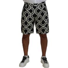 Dolce & Gabbana Jackor Dolce & Gabbana Black White Patterned Linen Bermuda Shorts IT48