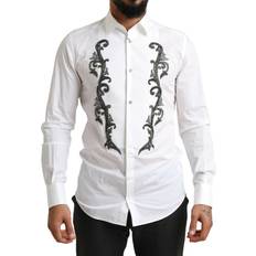 Dolce & Gabbana Herr Skjortor Dolce & Gabbana White Tuxedo Slim Fit Baroque Shirt IT38