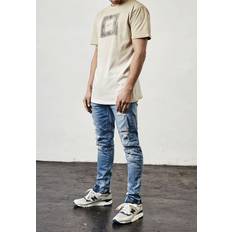 Cayler & Sons Herr Byxor & Shorts Cayler & Sons herr Paneled denim byxor jeans distressed light blue/white 3230