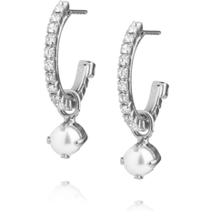 Caroline Svedbom Pärlor Örhängen Caroline Svedbom Bella Loop Earrings Rhodium Pearl Crystal