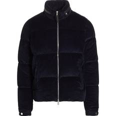 Moncler Skinn Jackor Moncler Besbre leather-trimmed down jacket blue