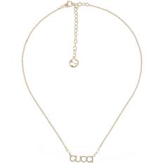 Beige Halsband Gucci Lettering Brass & Crystal Necklace