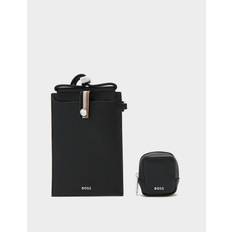 Hugo Boss Mens Accessories Mobile Phone Case & Headphone Gift Set in Black Leather One Size