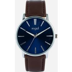 Regal brunt band, silverton/blå 42mm