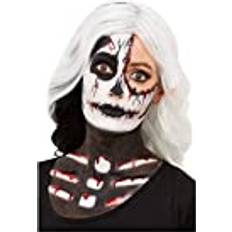 Skelett - Vit Smink Smiffys Make-Up FX, Skeleton Kit, Aqua, Black & White, Facepaints, Crayon, Blood & Sponge